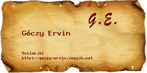 Géczy Ervin névjegykártya